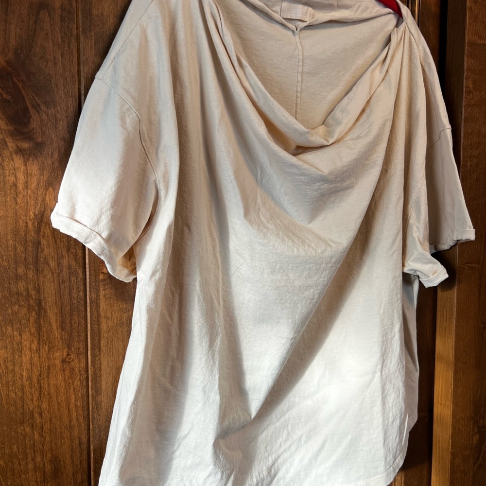 nuuds Cream Draped Neck Short Sleeve Top